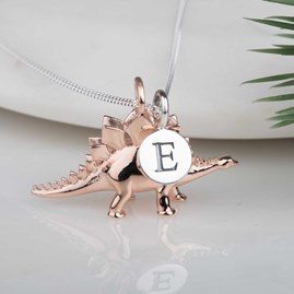 Personalised Stegosaurus Necklace Personalised Solid Silver Stegosaurus Necklace Rose Gold