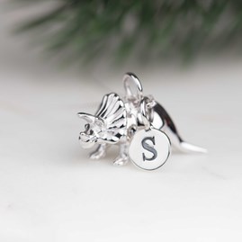 Personalised Triceratops Necklace Personalised Solid Silver Triceratops Necklace