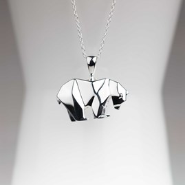 Personalised Silver Origami Polar Bear Necklace Personalised Silver Origami Polar Bear Necklace