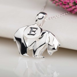 Personalised Silver Origami Polar Bear Necklace Personalised Silver Origami Polar Bear Necklace