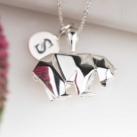 Personalised Silver Origami Polar Bear Necklace Personalised Silver Origami Polar Bear Necklace