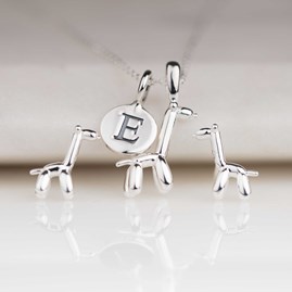Personalised Silver Balloon Giraffe Pendant Personalised Silver Balloon Giraffe Pendant