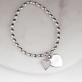 Personalised Children's Silver Heart Charm Bracelet Personalised Children's Silver Heart Charm Bracelet