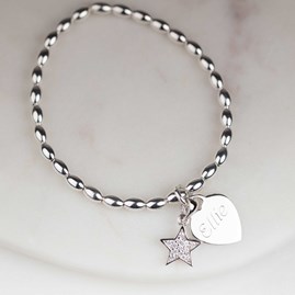 Personalised Children's Silver Star Charm Bracelet Personalised Children's Silver Star Charm Bracelet