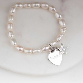 Personalised Children's Pearl Star Charm Bracelet