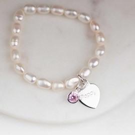 Personalised Children's Pearl Birthstone Bracelet Personalised Children's Pearl Birthstone Bracelet