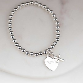 Personalised Children's Christening Cross Bead Bracelet Personalised Children's Christening Cross Bead Bracelet