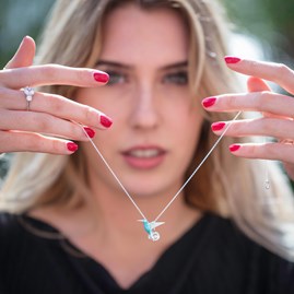 Personalised Solid Silver Hummingbird Pendant Personalised Solid Silver Hummingbird Pendant