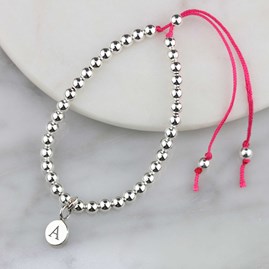 Personalised Friendship Bracelet Personalised Silver Friendship Bracelet Pink