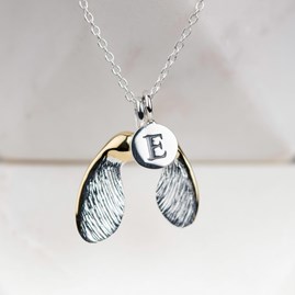 Personalised Sterling Silver Sycamore Seed Pendant