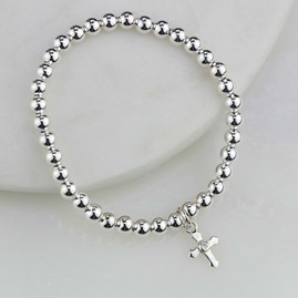 Child's Christening Bracelet With Silver Cross Child's Christening Bracelet With Silver Cross