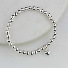 Children's Beaded Bracelet With Silver Heart Charm Children's Beaded Bracelet With Silver Heart Charm