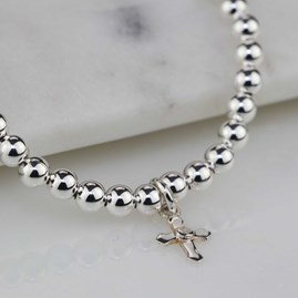 Child's Christening Bracelet With Silver Cross Child's Christening Bracelet With Silver Cross
