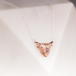 Highland Cow Necklace In Silver Or Rose Gold