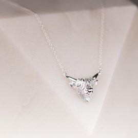 Highland Cow Necklace In Silver Or Rose Gold Highland Cow Necklace In Silver Or Rose Gold