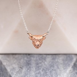 Highland Cow Necklace In Silver Or Rose Gold Highland Cow Necklace In Silver Or Rose Gold
