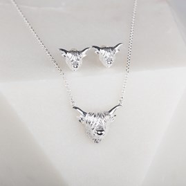 Highland Cow Necklace In Silver Or Rose Gold Highland Cow Necklace In Silver Or Rose Gold