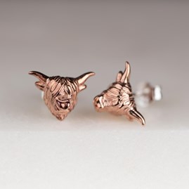 Highland Cow Earrings In Silver Or Rose Gold Highland Cow Earrings In Rose Gold