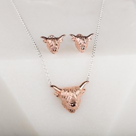 Highland Cow Necklace In Silver Or Rose Gold Highland Cow Necklace In Silver Or Rose Gold