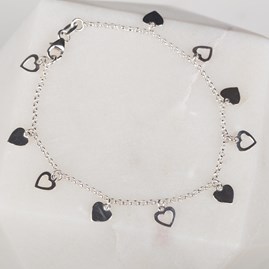Solid Silver Open Heart Charm Bracelet Solid Silver Open Heart Charm Bracelet