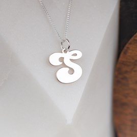 Solid Silver 'Groovy' Letter Charm Necklace Solid Silver 'Groovy' Letter Charm Necklace