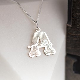 Solid Silver 'Circus' Letter Charm Necklace