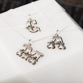 Solid Silver 'Circus' Letter Charm Necklace