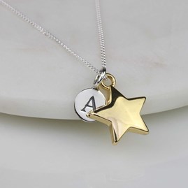Personalised 'Shining Star' Necklace Personalised 'Shining Star' Necklace In Gold