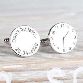 Personalised Wedding Cufflinks With Sayings Don't Be Late..