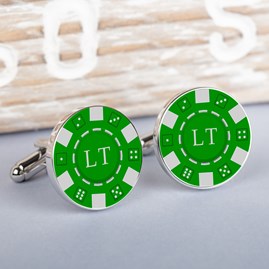 Personalised Silver Poker Chip Cufflinks Personalised Silver Poker Chip Cufflinks