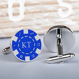 Personalised Silver Poker Chip Cufflinks Personalised Silver Poker Chip Cufflinks