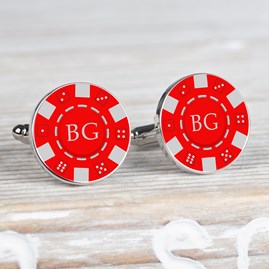Personalised Silver Poker Chip Cufflinks Personalised Silver Poker Chip Cufflinks