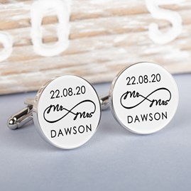 Personalised 'Mr And Mrs' Infinity Cufflinks Personalised 'Mr And Mrs' Infinity Cufflinks