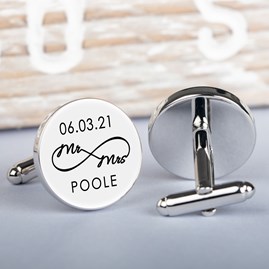 Personalised 'Mr And Mrs' Infinity Cufflinks Personalised 'Mr And Mrs' Infinity Cufflinks