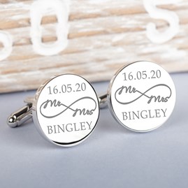 Personalised 'Mr And Mrs' Infinity Cufflinks Personalised 'Mr And Mrs' Infinity Cufflinks