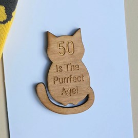 '50 Is The Purrfect Age!' Cat Token and Birthday Card