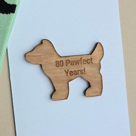 '80 Pawfect Years!' Dog Token and Birthday Card