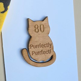 '80 Purrfectly Purrfect!' Cat Token and Birthday Card '80 Purrfectly Purrfect!' Cat Token and Birthday Card