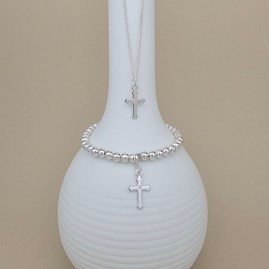 925 Silver Baptism Cross Necklace and Bracelet Set 925 Silver Baptism Cross Necklace and Bracelet Set