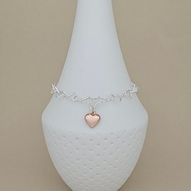 925 Silver Bridesmaid Rose Gold Heart Link Bracelet 925 Silver Bridesmaid Rose Gold Heart Link Bracelet