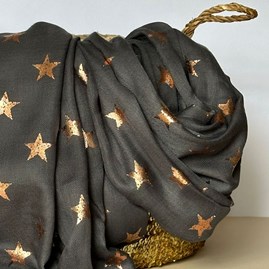 Antique Stars Print Scarf in Charcoal Grey Antique Stars Print Scarf in Charcoal Grey