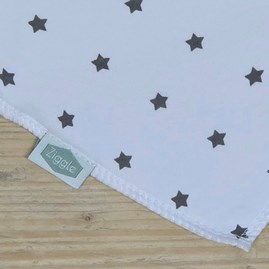 Bandana Dribble Bib - White with Grey Stars Bandana Dribble Bib - White with Grey Stars
