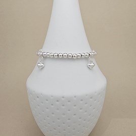 Bead Bracelet with Four Heart Charms Bead Bracelet with Four Heart Charms