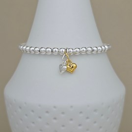 Bead Bracelet with Petite Heart Charms Bead Bracelet with Petite Heart Charms