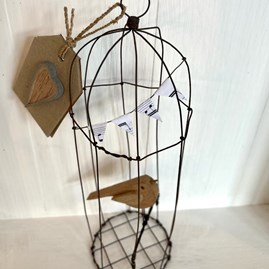 Bird in a Rusty Wire Cage - Large Bird in a Rusty Wire Cage - Large