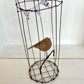 Bird in a Rusty Wire Cage - Large Bird in a Rusty Wire Cage - Large