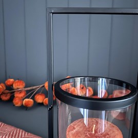 Black Metal and Glass Lantern Black Metal and Glass Lantern