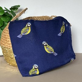 Blue Tit Print Scarf in Navy Blue Blue Tit Print Scarf in Navy Blue