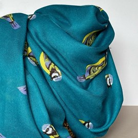 Blue Tit Print Scarf in Teal Blue Tit Print Scarf in Teal