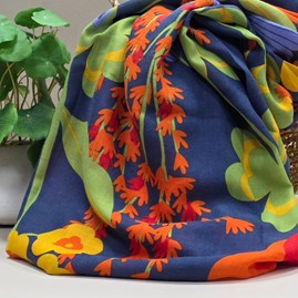 Bold Nordic Flower Meadow Print Scarf